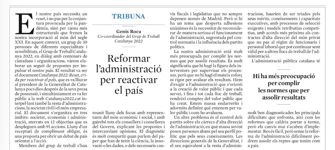 InstitutOstrom's tweet photo. ✍🏻 «Reconsiderar de manera seriosa el funcionament de l'administració, segrestada pel control normatiu i la influència dels partits (...) més preocupada per complir les normes que per assolir resultats» @genisroca
#Professionalitzem
#MesurarPerAvançar
https://t.co/TB5YbwgwkM https://t.co/tGl7pA4BQc