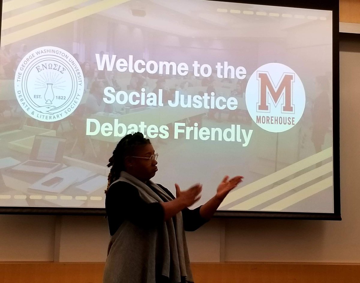 gwudls's tweet photo. Wonderful morning hosting the Social Justice Debates Friendly in partnership with @GallaudetU and @HowardU! At the end of the month, Gallaudet will be participating in a historic first, traveling to compete in the Social Justice Debates National Championship at @morehousedebate! https://t.co/71aGbaPoEd