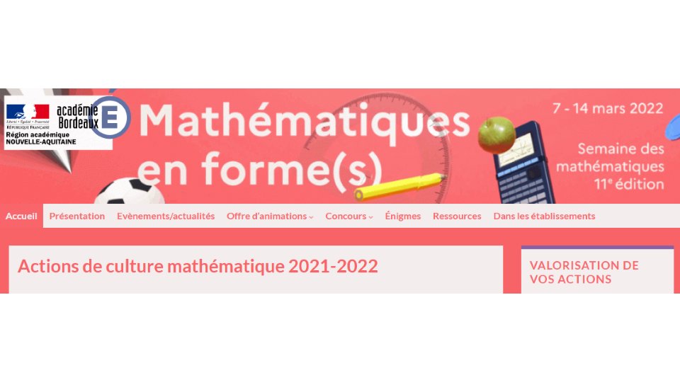📏📐De nombreuses actions seront proposées lors de la #SemaineDesMaths dans l'<a href="/AcBordeaux/">Académie de Bordeaux</a>!
Une page de leur site académique est d'ailleurs dédiée aux événements de la #SDM2022 👇
ent2d.ac-bordeaux.fr/disciplines/se…