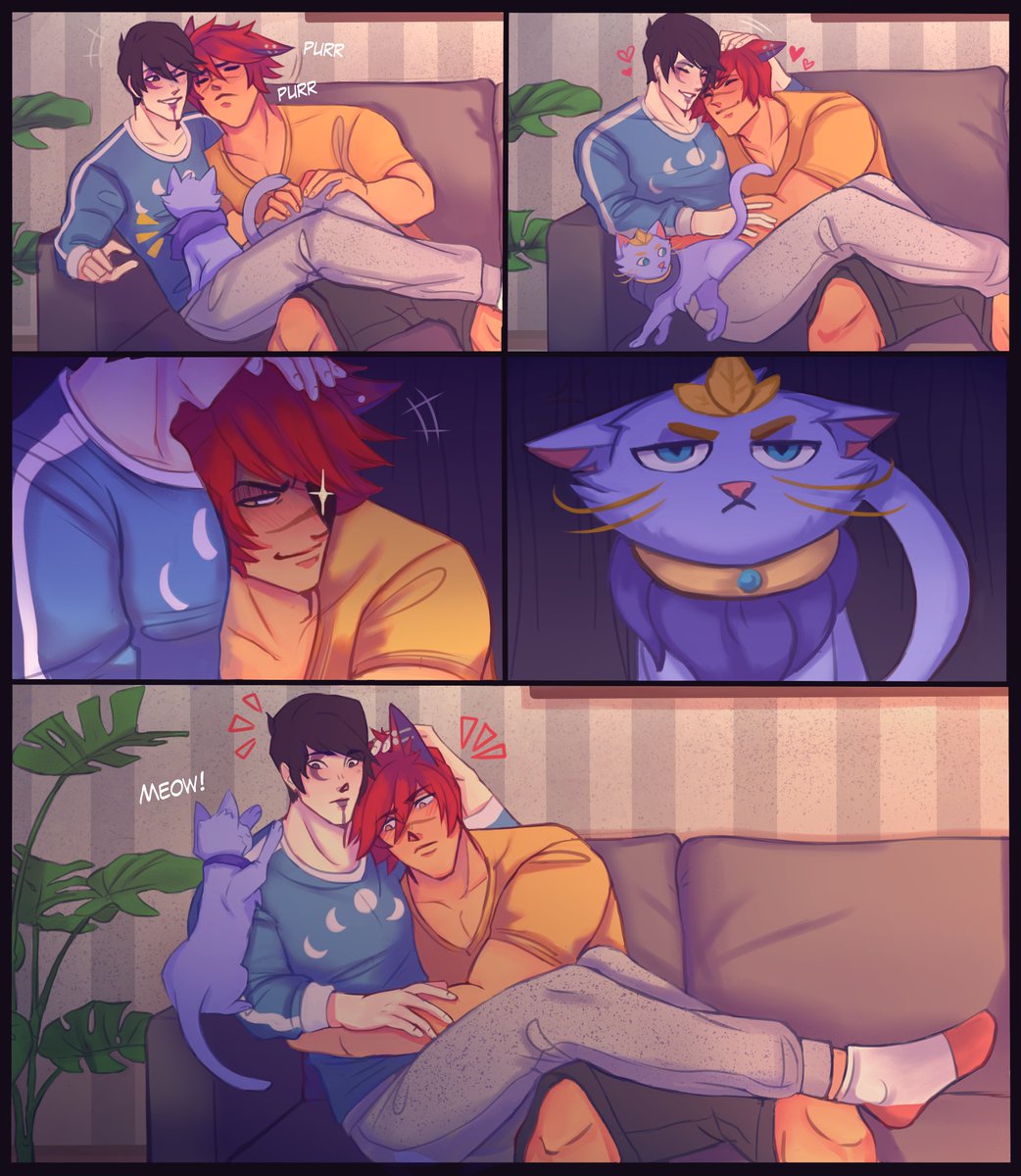 Two jealous cats fight for attention from their favorite human 🐱

[Part 1/2] #settphel #aphelios #sett #yuumi #alune 