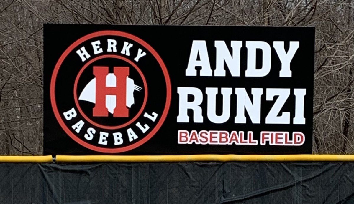 HerkyBaseball's tweet photo. Thank you to our A.D. Mr. Gillman @BlackcatUpdates and to Rickey Johnson of Precision Graphics for the updated sign! Great way to start practice this morning! @arunzi30 is Herky baseball. The life lessons he taught on this field through this beautiful game can’t be matched! https://t.co/jQktflwtUR