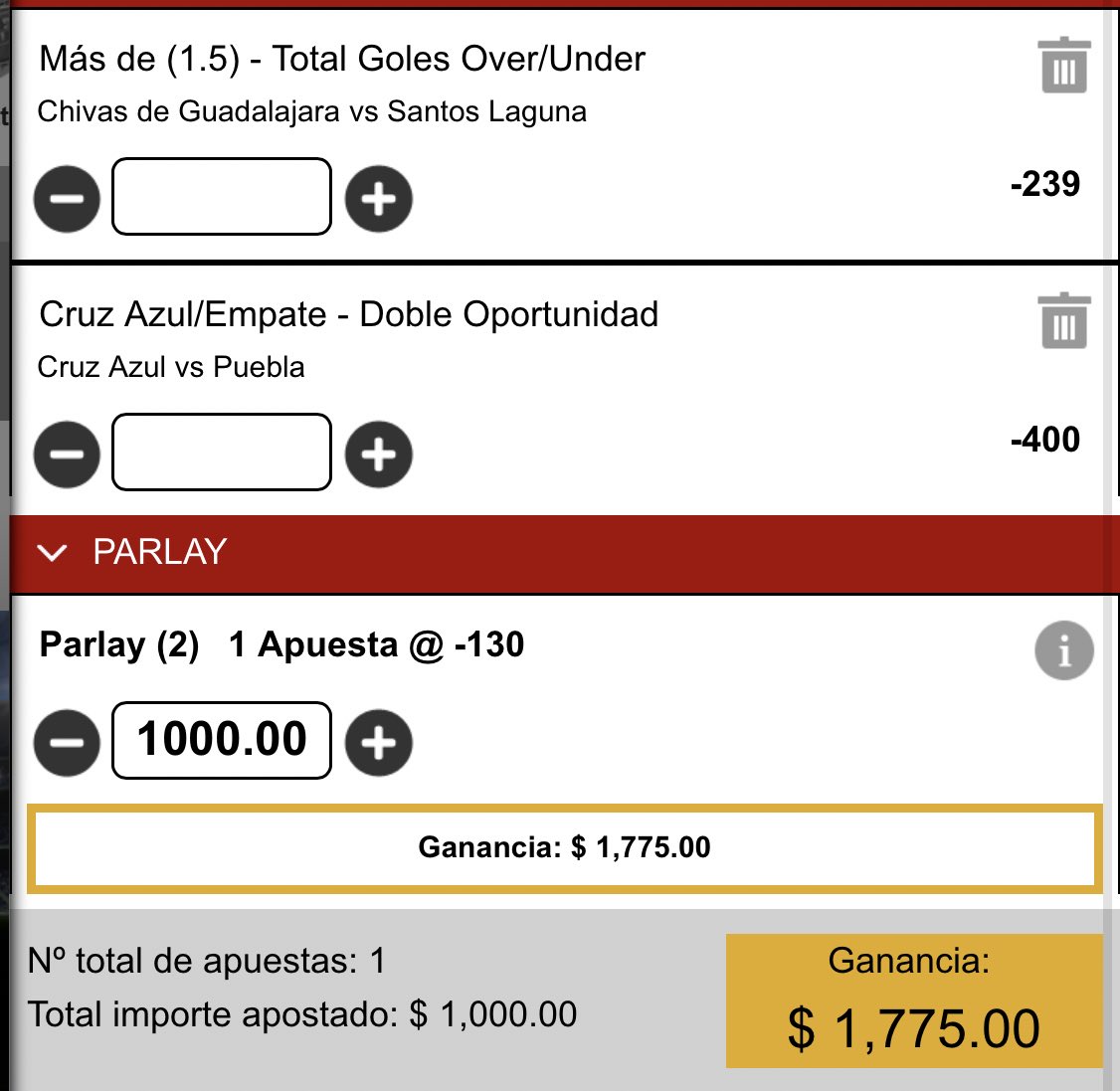 Van mis dos apuesta para hoy en la liga mx

Si no gano las dos apuestas , daré $500 aleatoriamente a uno de los que le den RT a este tuit.

Tienen hasta las 5 para participar . 

También tienen que ser seguidores.