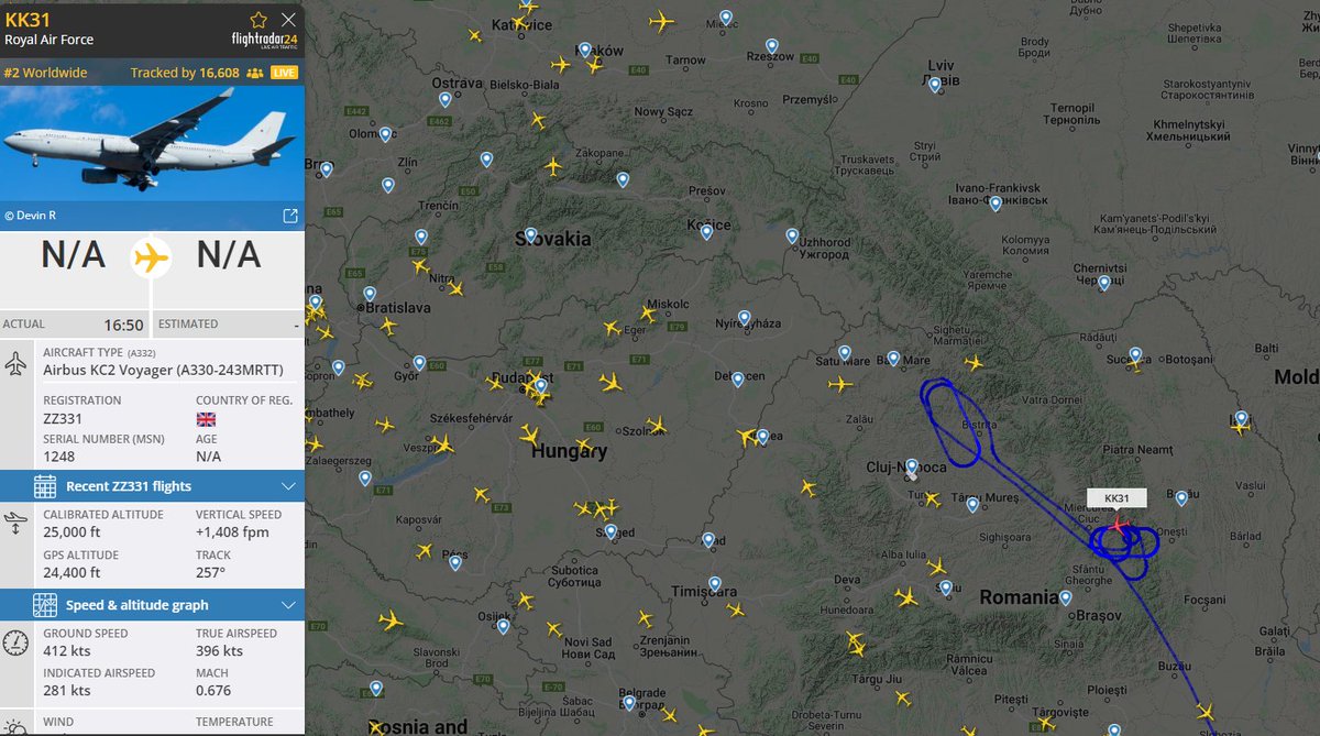 mil_scan's tweet photo. 1x #tanker over #Romania 

🇬🇧Airbus KC2 #VOYAGER  (A330-243MRTT) callsign:  KK31

#NATO #airpolicing https://t.co/7Vy3YiDkwp