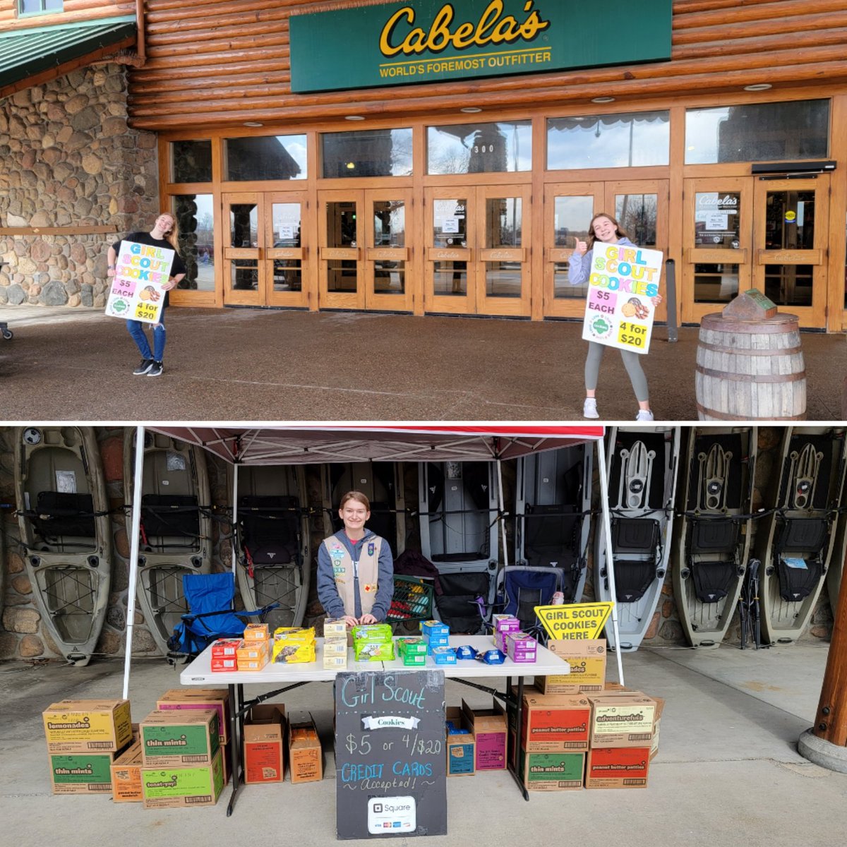 GwynDill's tweet photo. Last weekend to get your Girl Scout cookies! Come see us at Cabela's! Here until 4pm. #girlscoutcookies https://t.co/dPQbaOLnfP