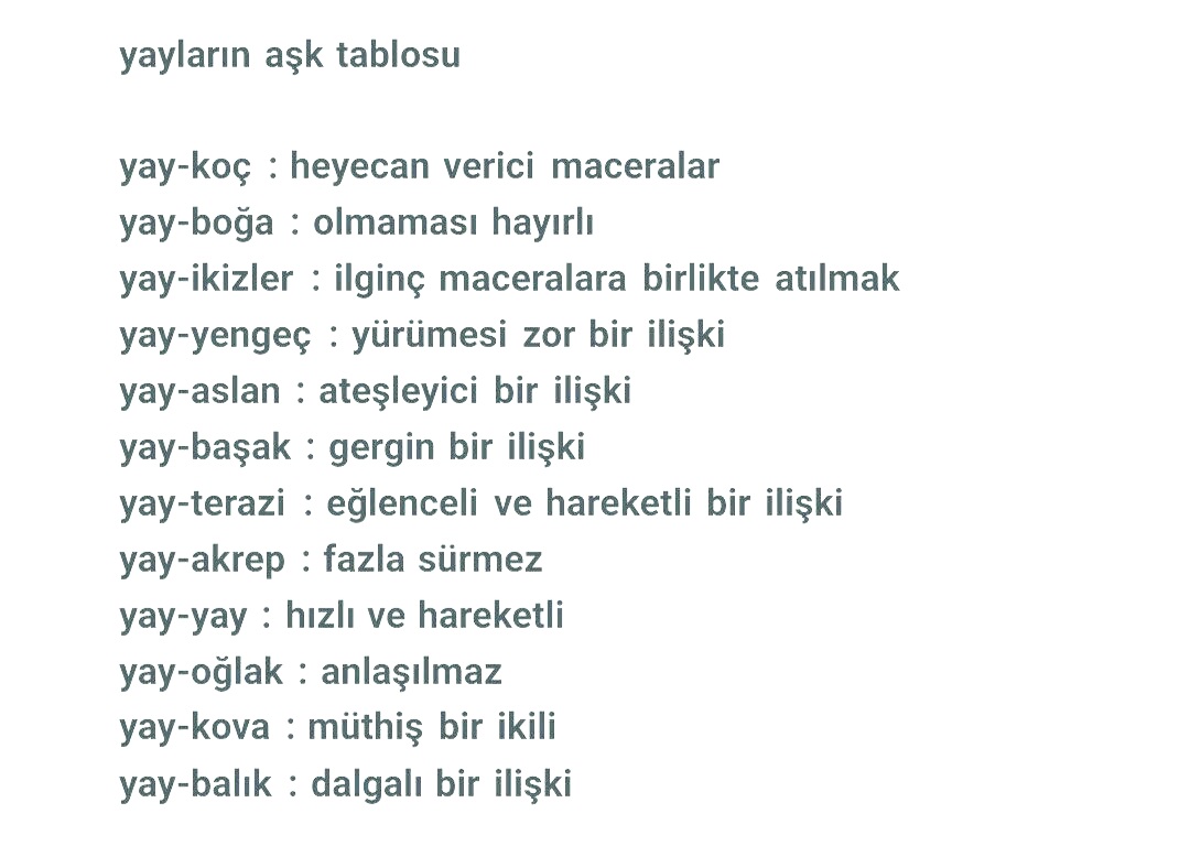 YAY aşk tablosu: