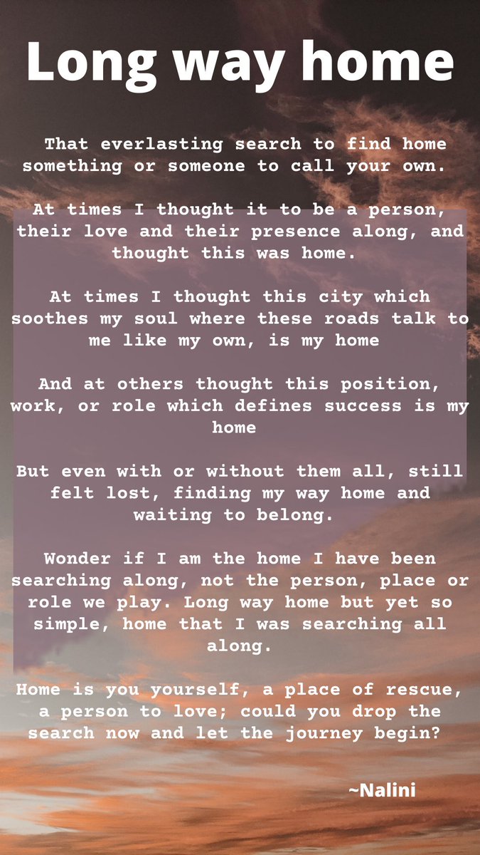 NaliniDutta's tweet photo. Long way home
Written for the non stop quest to belong to something or someone #whatiwrite https://t.co/awhsS6QxyU