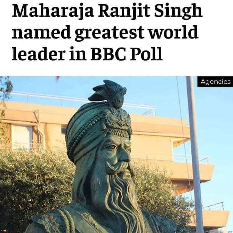 jitenderadream's tweet photo. SHER-E- PUNJAB Maharaja Ranjit Singh, the 19th century ruler of the #SikhEmpire #ਖਾਲਸਾਰਾਜ #ਦੇਸ਼ਪੰਜਾਬ , #PANJAB  in Asia, has beaten competition from around the world to be named the "Greatest Leader of All Time" in a poll conducted by ‘BBC World Histories Magazine'. https://t.co/xyCoueaaRF