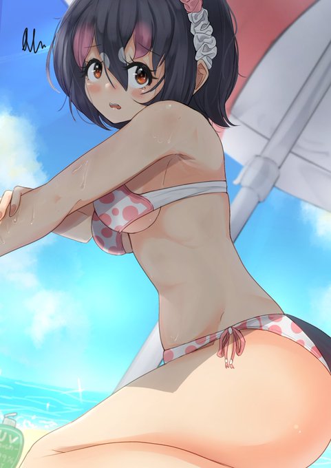 お題箱よりフルル水着

「てつだってぇ～」 