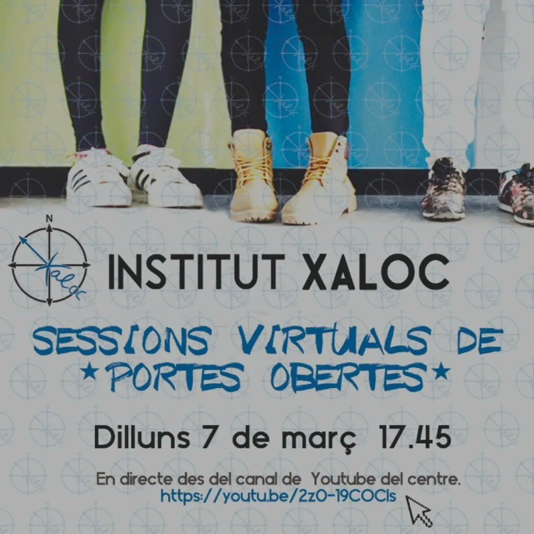 InsXaloc's tweet photo. La sessió virtual tindrà lloc el proper dia 7 de març a les 17.45h. Podeu accedir amb el següent enllaç: https://t.co/Ea1Y21fNbC

Aquelles famílies que vulgueu visitar-nos de manera presencial, les tardes del 8 març i 10 de març podeu fer-ho amb cita prèvia en grups reduïts. https://t.co/bnkCVmIOtE