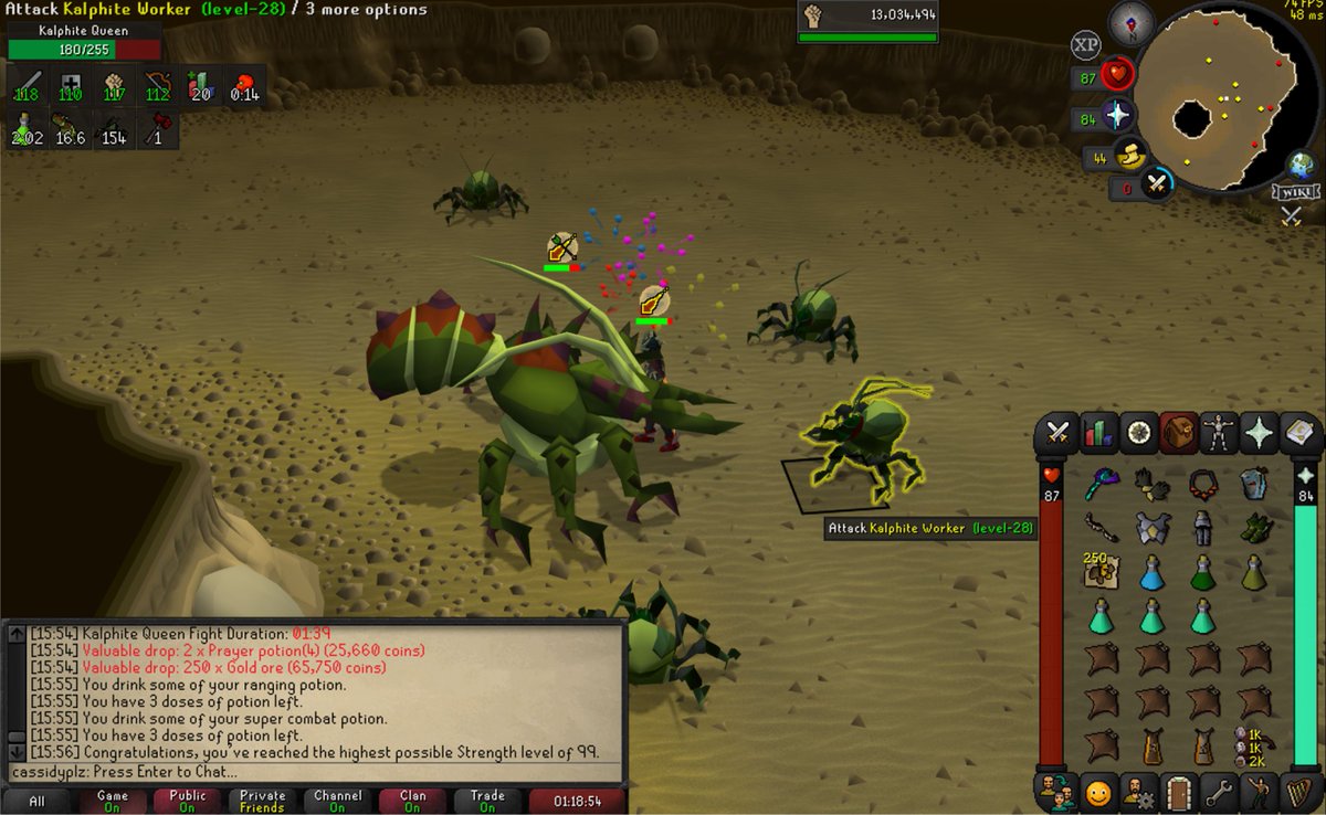 99 Strength. 
Defence, Magic, and Slayer left until max.