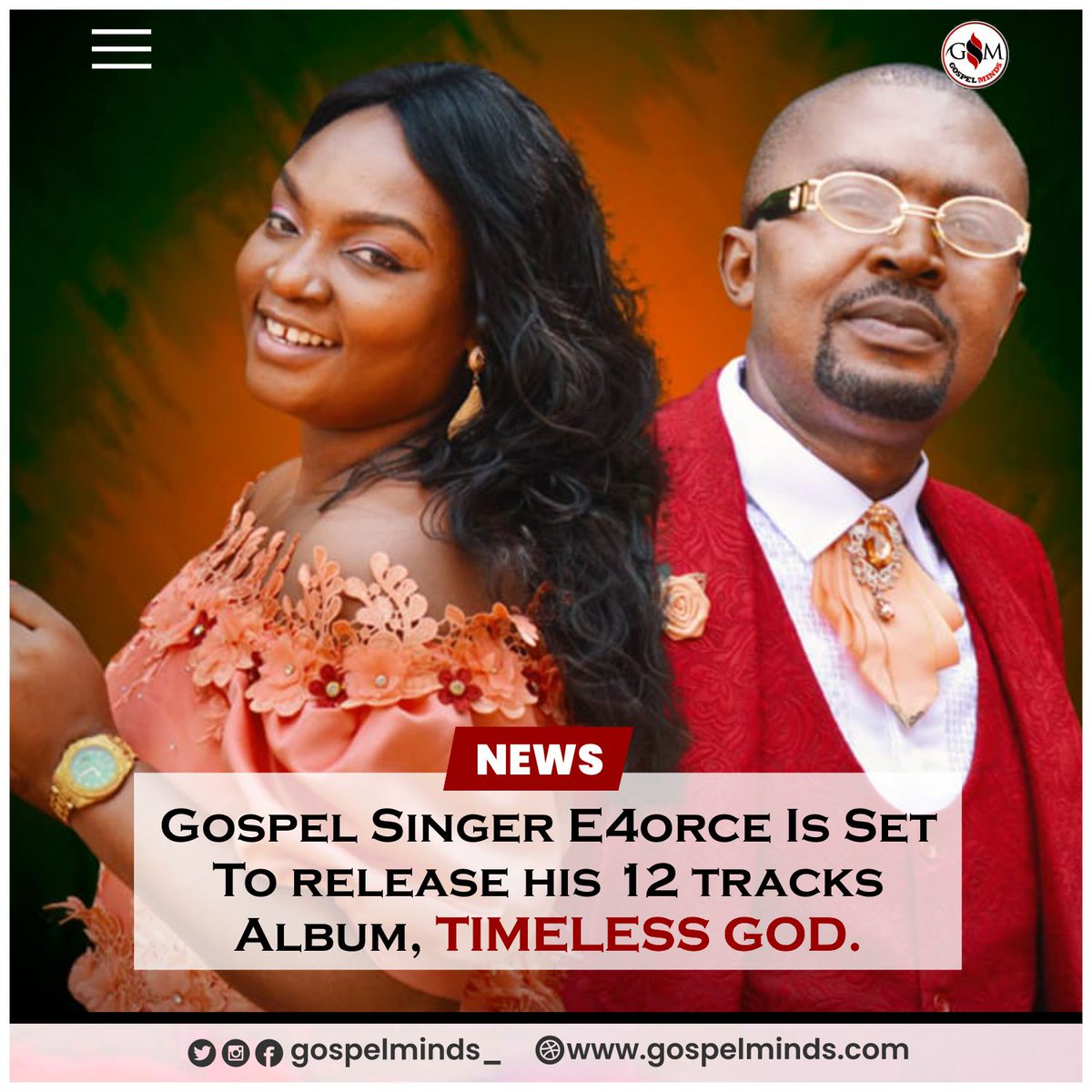 gospelminds_'s tweet photo. Gospel Singer E4orce Is Set To release his 12 tracks Album, TIMELESS GOD.

WATCH OUT FOR MARCH

Promoted by Gospelminds Entertainment

Cc: @e4orce4_e4orce

#takingthegospeltothenextlevel
#teamgospelminds
#gospelminds #gospelartiste #Anticipate #album #timelessgod #e4orce https://t.co/UfVtHDdc4z