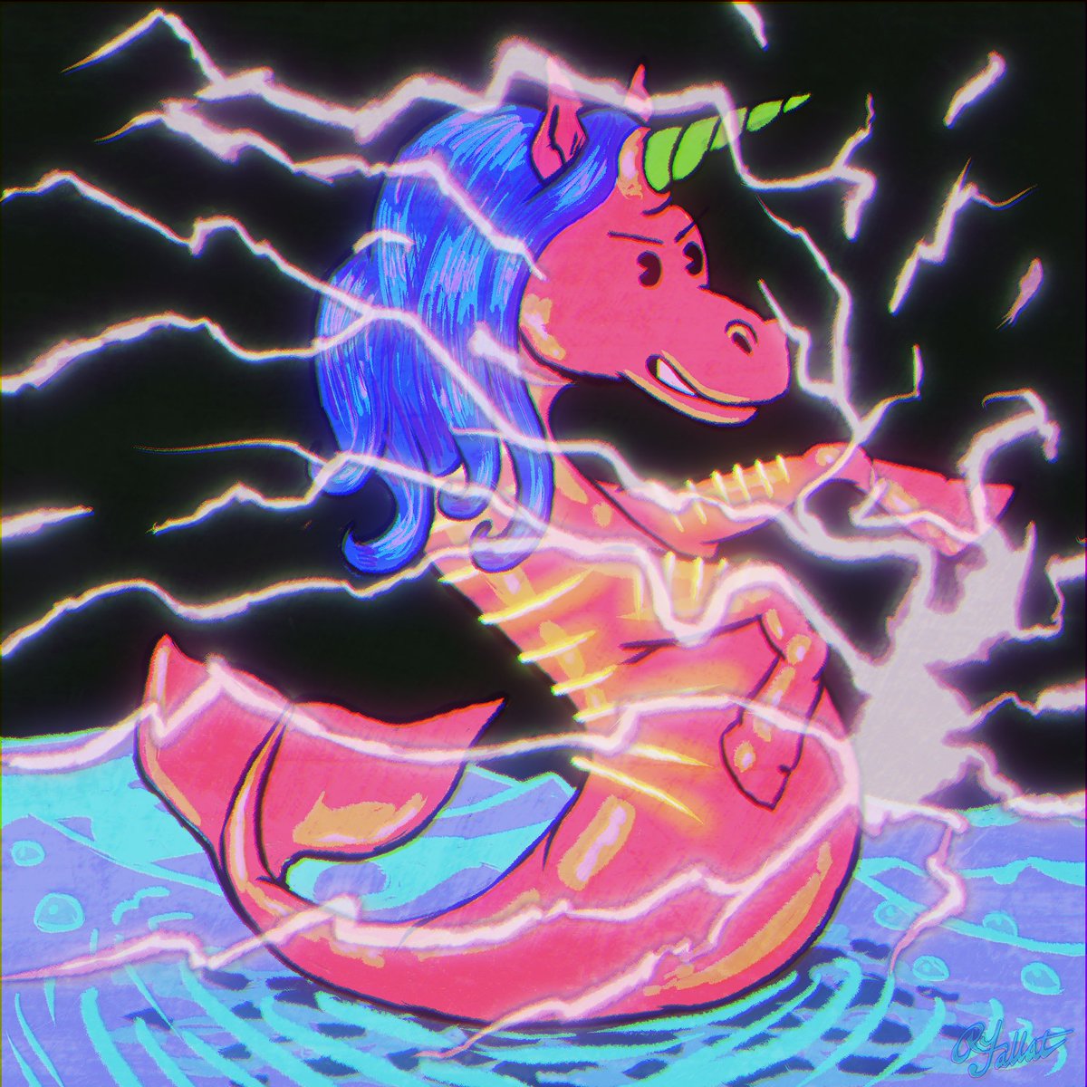 When my daughter was around 5 she drew a picture of a Mermicorn. Ever since then, I've been pursuing my daughter's brilliant idea and consulting her along the way.
#NFTs #NFTCollection #NFTCommunity #NFT #NFTArtist #pythonnft #popart #characterdesign #NFTshilling #NFTProject