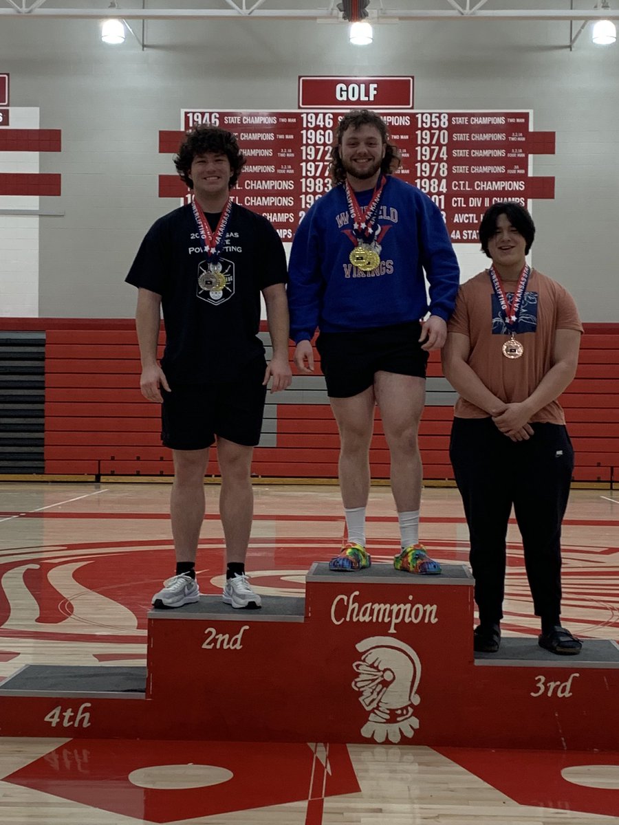 jacksonangle72's tweet photo. STATE CHAMP 242lb POWERLIFTING 
Clean- 2nd (285)
Squat - 1st (525)
Bench - 1st (335) https://t.co/uesuuUQUuw