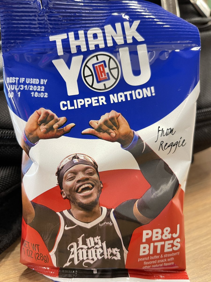 NotoriousOHM's tweet photo. Starting Wednesday whenever fans start chanting “Reggie” during a game, Clippers will toss these Reggie Jackson-inspired peanut butter and jelly bites bag into the stands. Jackson wanted to do something to thank the fans, who have embraced him as a fan favorite. https://t.co/lTqpNstgq1