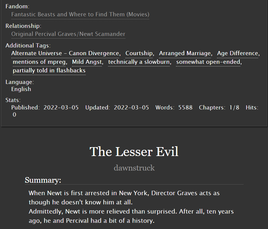struckbydawn's tweet photo. The Lesser Evil
#Gramander
~40k
When Newt is first arrested in New York, Director Graves acts as though he doesn’t know him at all.
Admittedly, Newt is more relieved than surprised. After all, ten years ago, he and Percival had a bit of a history.
https://t.co/LR1S8DWhP7 https://t.co/CzpT5LAPx2