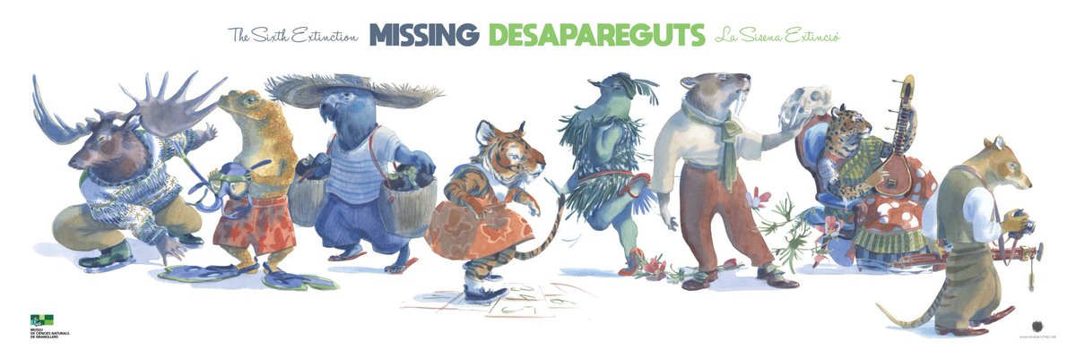 adria_baucells's tweet photo. Up to 50 spp drawn by @eva_Illustra that have been extinct from the face of Earth in the course of the Sixth Massive Exctinction. One of them is a peculiar🦇; would you know which one? They are all now exposed in the temporary exhibition in @mcngranollers 
https://t.co/myzxNgabX0 https://t.co/eOPpSQO4P9