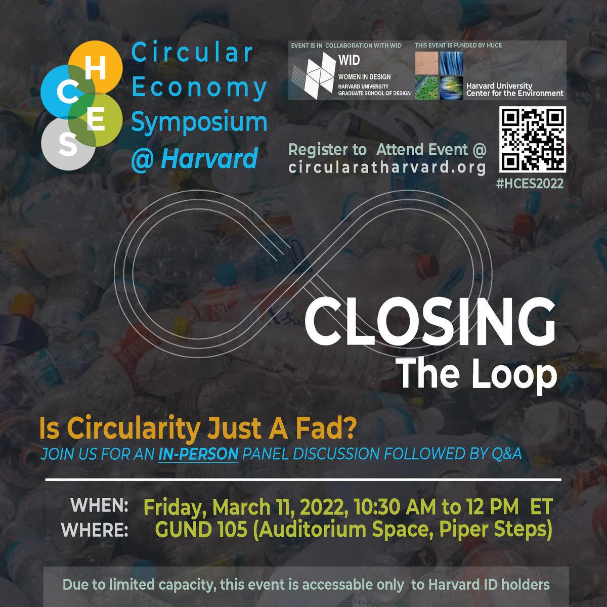 Join us for our 1st in-person event in 2022 - “Closing the Loop. Is Circularity just a fad?” This will be a Panel Discussion followed by Q&amp;A from the audience. 

Register today! 
lnkd.in/eed8PpSS

#HCES2022