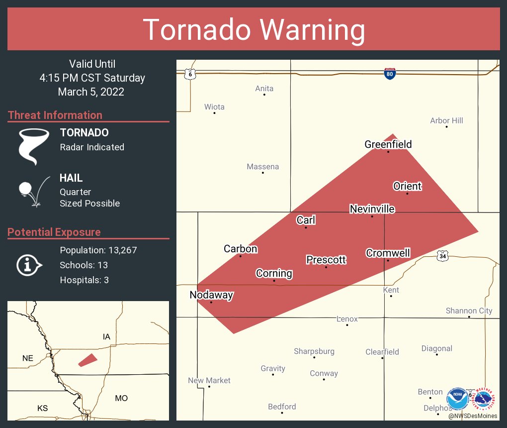NWS Tornado on Twitter "Tornado Warning including Greenfield IA