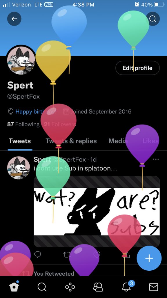SpertFox's tweet image. Birthday time