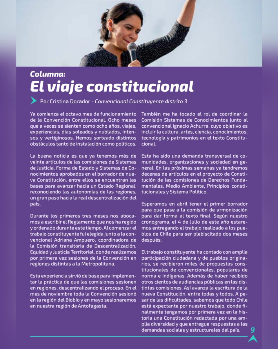 criordor's tweet photo. Les comparto esta columna publicada en @ERegionalista 📲 sobre lo que han sido estos ocho meses de la Convención Constitucional 📣 #Antofagasta https://t.co/lcu3EA1cav