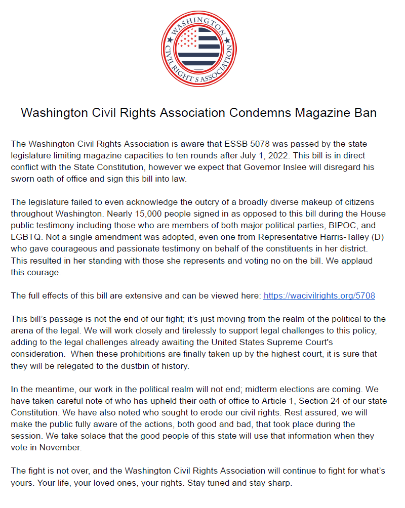 Official press release on Mag Ban ESSB 5078. 

wacivilrights.org/2022/03/05/was…