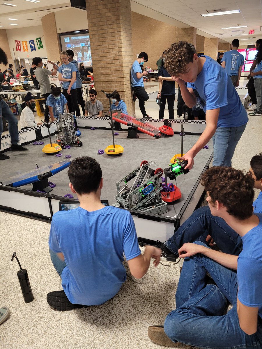 Working hard at VEX Texas State Championship Region 3. 6865B (Bolts, Sweat and Tears) is going strong with 4 wins and 1 loss in the qualifiers. They are currently  ranked 8 out of 49. Go Eagles!