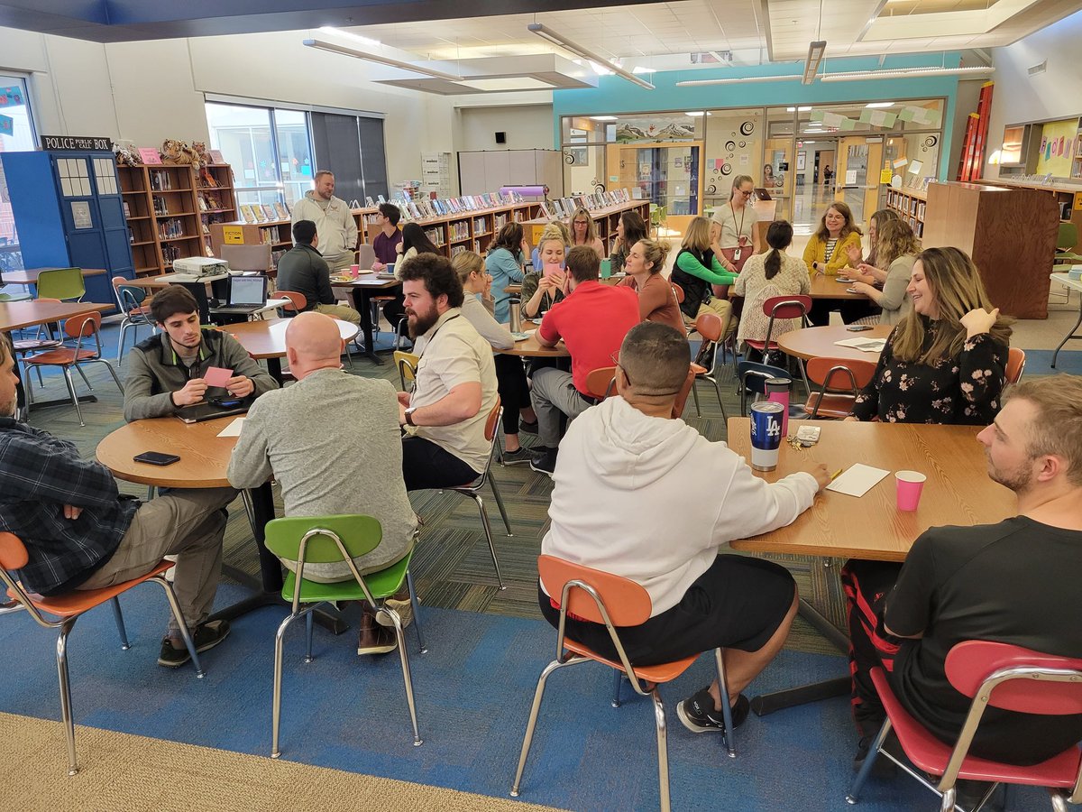 LWichelt's tweet photo. Morning staff meeting. Breakfast and Kagan structure Fan-n-Pick for team building!! I love working with this staff! https://t.co/FVj6BVhS3C