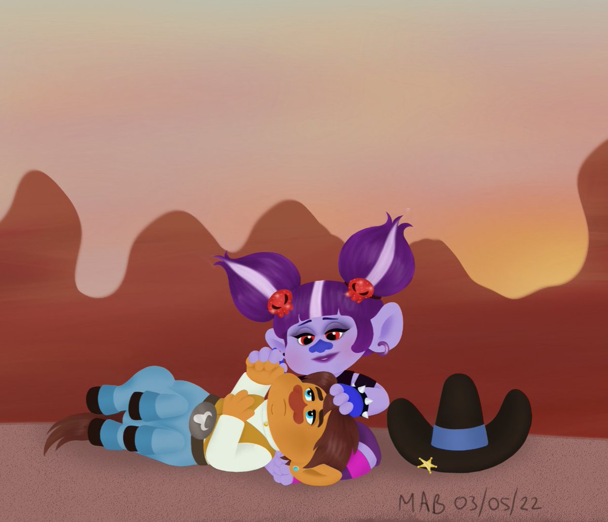 kate669's tweet photo. When Gust didn't return home right away after finishing his games in Lonesome Flats, Val went looking for him. He's questioning if he's still worthy of being Trollstopia's Fun Sheriff, and Val assures him that he is.
#DreamworksTrolls #Trollstopia #TrollsArtTuesday #GustVal https://t.co/q4Tadeiu8n