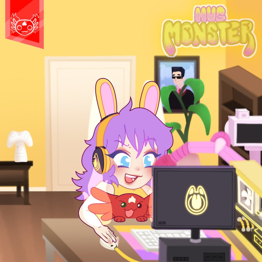 teamcoderedhq's tweet photo. Happy #StevenDay, this week our buddy is gaming with HugMonster! #tcr #teamcodered #hugmonster #steven #axolotl #cute #art #digitalart https://t.co/6tzXhejMH4