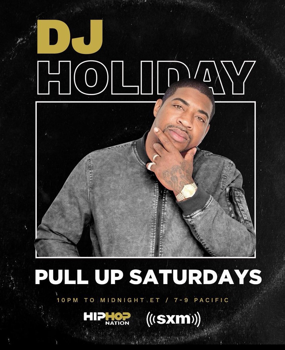 HipHopNation's tweet photo. Start your Saturday nights off right with #PullUpSaturdays—we're bringing you a different DJ every week! This week it's @Djholiday.🔥
Tune in tonight at 10pm ET: https://t.co/ypatiw7T2f https://t.co/0vlWNiRXAg