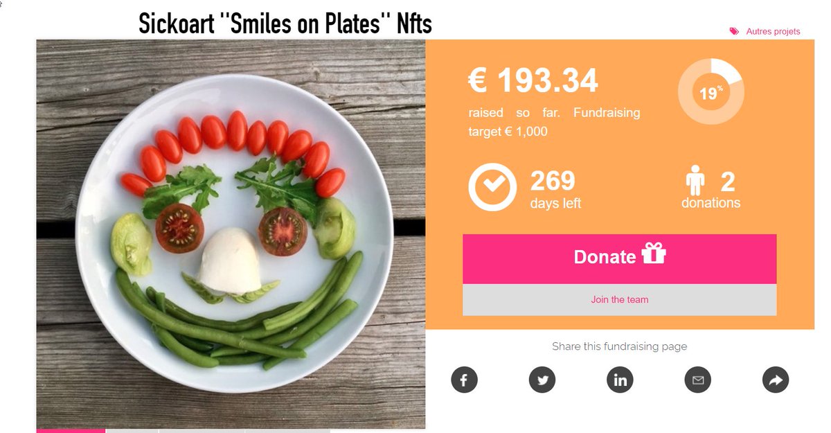 <a href="/restosducoeur/">Les Restos du Coeur</a> <a href="/Eskarpoulette/">Eskarpoulette</a> here is the official #sickoart #smilesonplates charity gateway page! 

€ 193.34

raised so far. Fundraising target 
€ 1,000

they have received from us so far nearly 200 $EUR

cagnotte-solidaire.restosducoeur.org/projects/sicko…

please feel free to donate directly to the restaurant using this link!