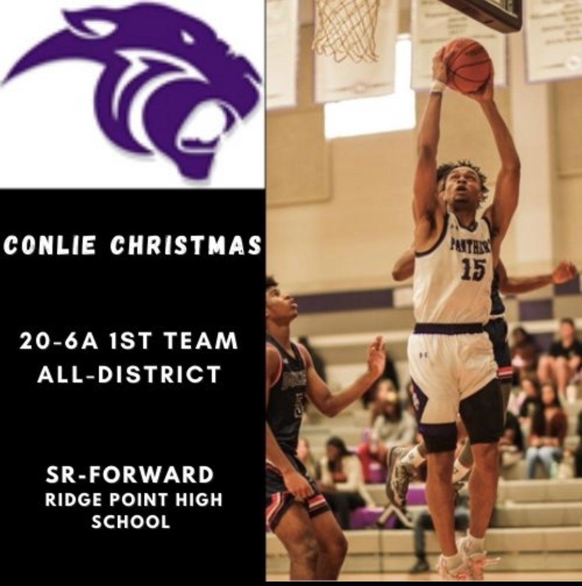 RPHS_BoysBBall's tweet photo. Congratulations @ConlieChristma3 on being named First Team All-District. The growth you made from the beginning of the year to the end was remarkable. Can’t wait to see what the future hold for this young man. 
@RPHS_FB @RPHS_Panthers @FBISDAthletics https://t.co/8IVsSUXmuM