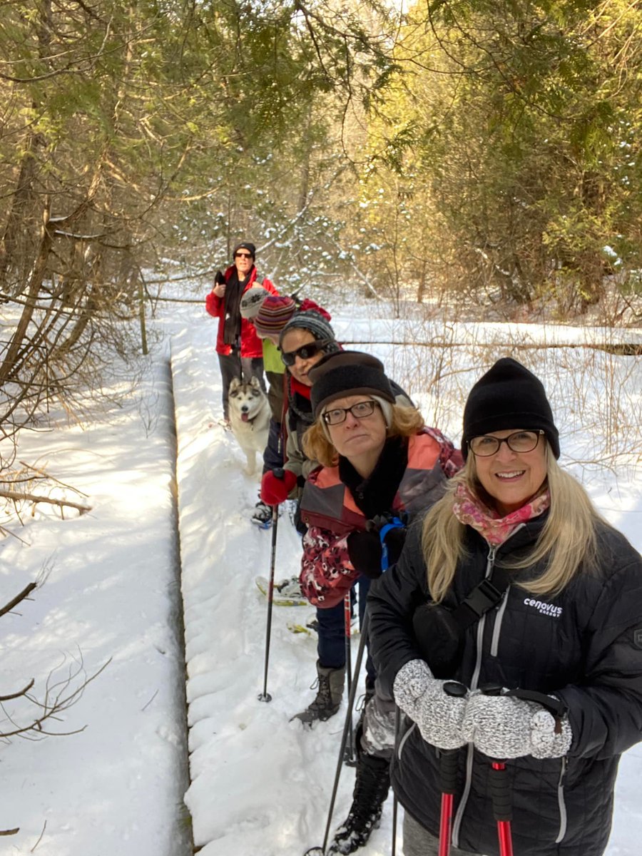 Ellamentalist's tweet photo. We elevated our snowshoeing adventure into the forest trail with stairs, lookouts and bridges. Even saw the open water of the Outlet River. 
5km challenge.
#PrinceEdwardCounty #OutletBeach https://t.co/1793hMGUyB