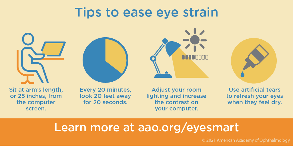 AcademyEyeSmart's tweet photo. More time on computers means more cases of dry eye and eye strain. Here's how to set up an eye-friendly workspace: https://t.co/Tv3CJll83b #WorkplaceEyeWellnessMonth #screens #screentime #computer #computerwork #deskwork #WFH #WFHsetup #eyestrain #dryeye #dryeyes #eyehealth https://t.co/co7GAJmtg0