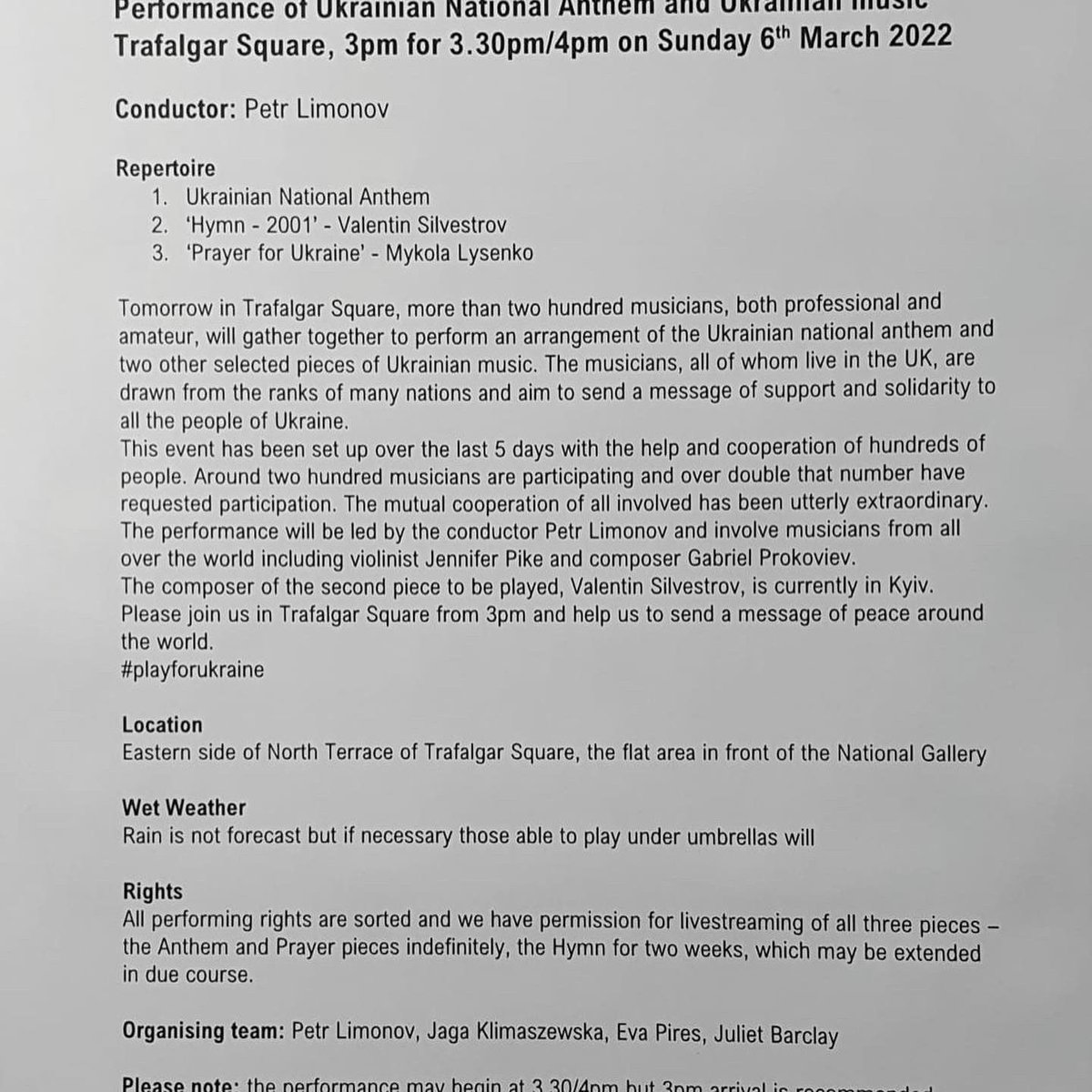 londonisforlife's tweet photo. Please retweet and share as widely as possible, especially to any press contacts and anyone in the classical music world. Please come along and you can donate via: https://t.co/G0JzZUWt1I #ukraine #supportukraine #musicforpeace https://t.co/A4HdbFx7Vd