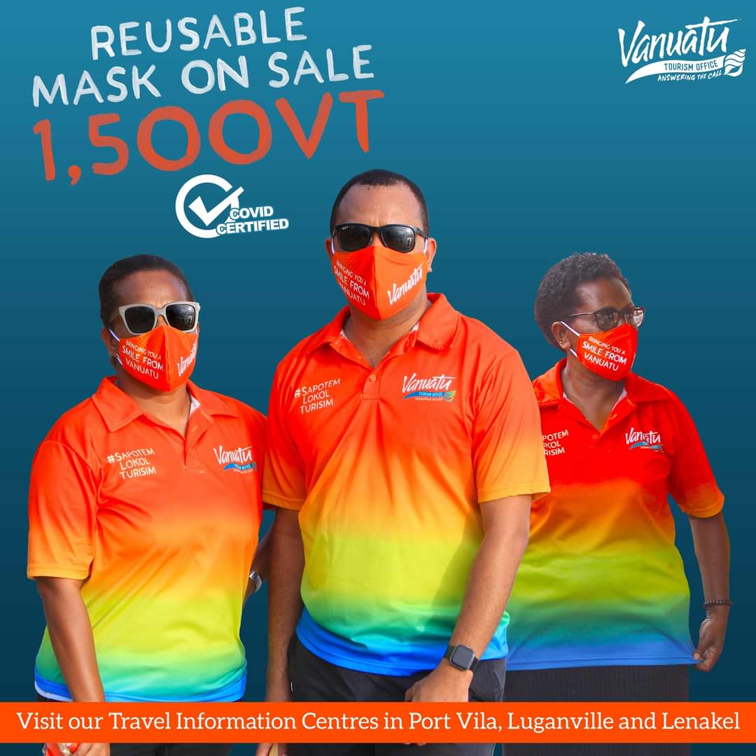 delaru29's tweet image. Sending a Smile from Vanuatu Masks on sale at our Travel Information Centres (Port Vila, Lenakel &amp;amp; Luganville). Limited supplies available. Check them out once you are able to move out from your covid free corner.  #reusablemasks #sendingasmilefromVanuatu #keepVanuatuBeautiful