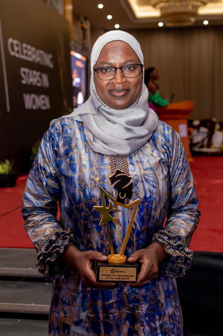 SheAwardsGambia's tweet photo. Women-led Organization of The Year Award  goes to @theANEKED 

Presented by Neneh M.C.
Cham, Legal Practitioner 

#SheAwards220
#IWD2022 https://t.co/ZpDT2hOz03