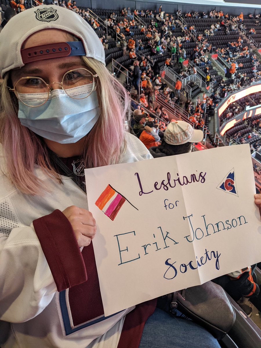 Alisbian's tweet photo. Hey @Avalanche! I may not be there in person but I am there in spirit. Give my love to Erik Johnson 
(Photos from 2019, 2020, and 2021) https://t.co/qBuBzdq67L