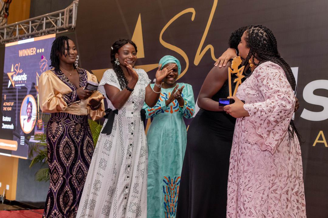 SheAwardsGambia's tweet photo. Activist of The Year Award goes to Isatou Jammeh @ayeshahHaru 🎉✨✨ 

Presented by Ida Person, UNDP- The
Gambia

#SheAwards220 
#IWD2022 https://t.co/yMxzCbEKmh