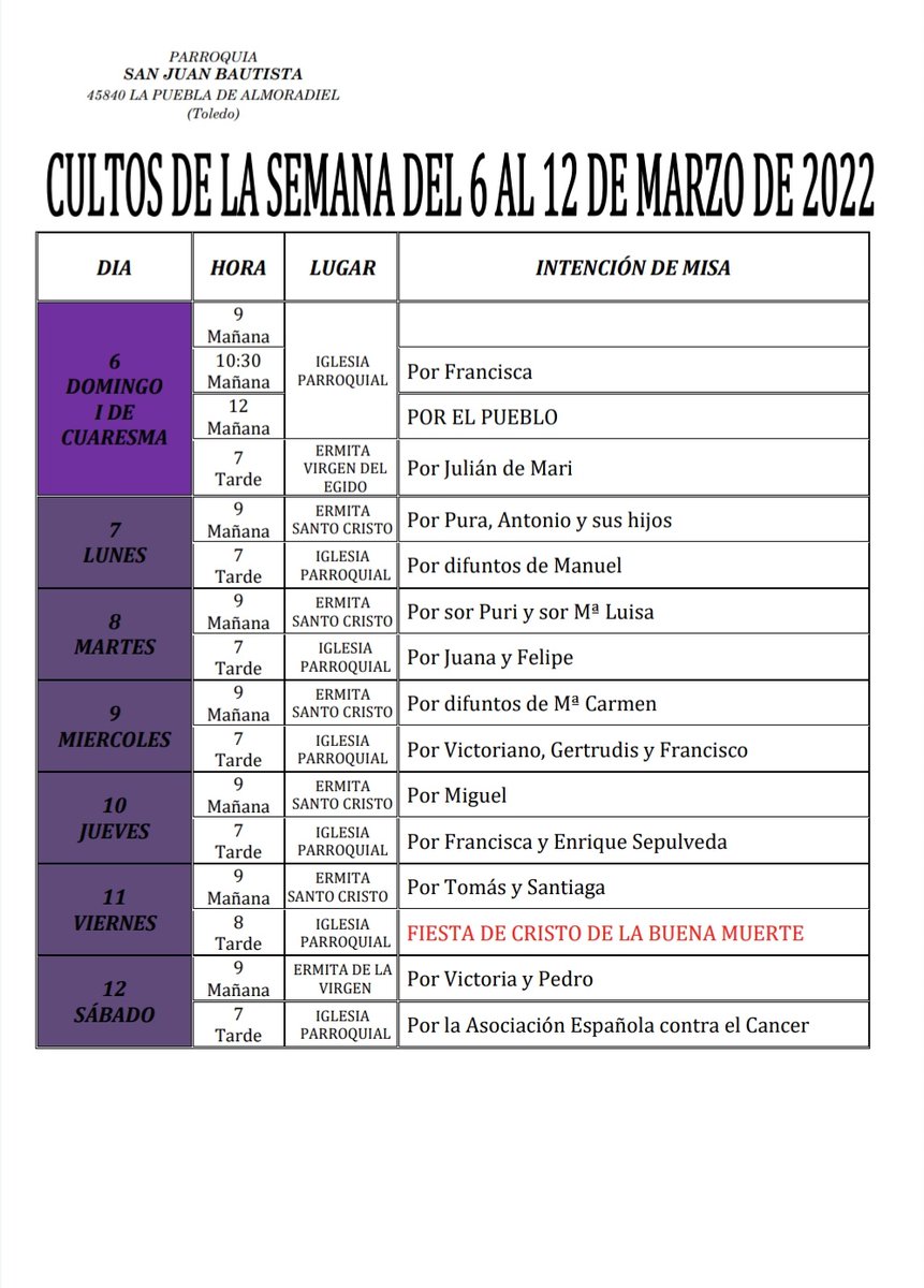 Parroquia San Juan Bautista (@parroalmoradiel) on Twitter photo 