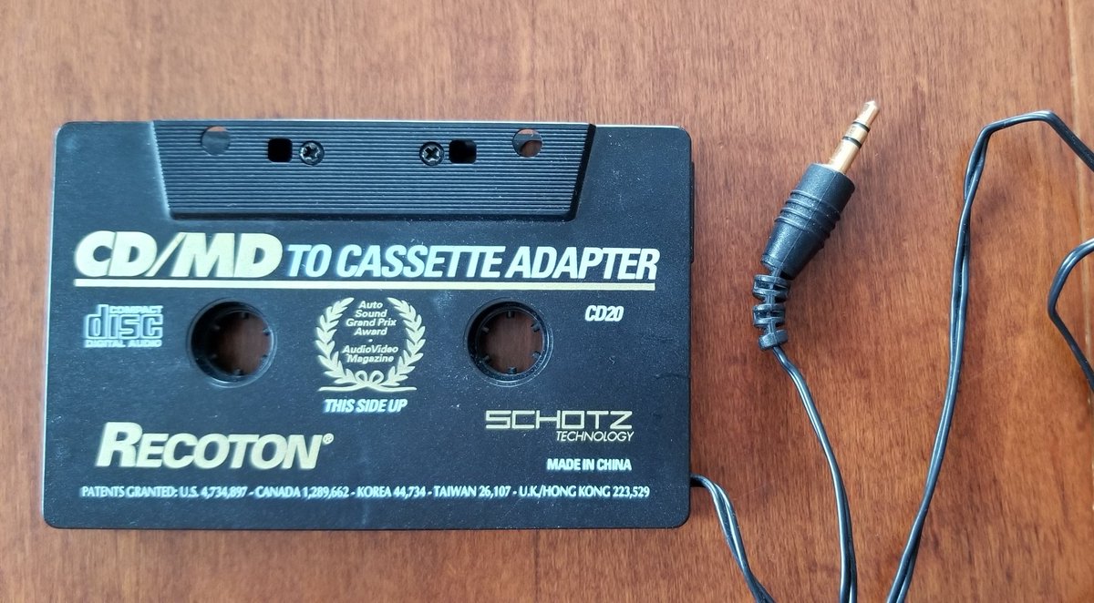 Kenneth_Reimer's tweet image. Cleaned out my car glove compartment and found this.  Yes, my car still has a tape deck.  It's old,  terrible, and I love it.  Adapter is for sale, car is not.