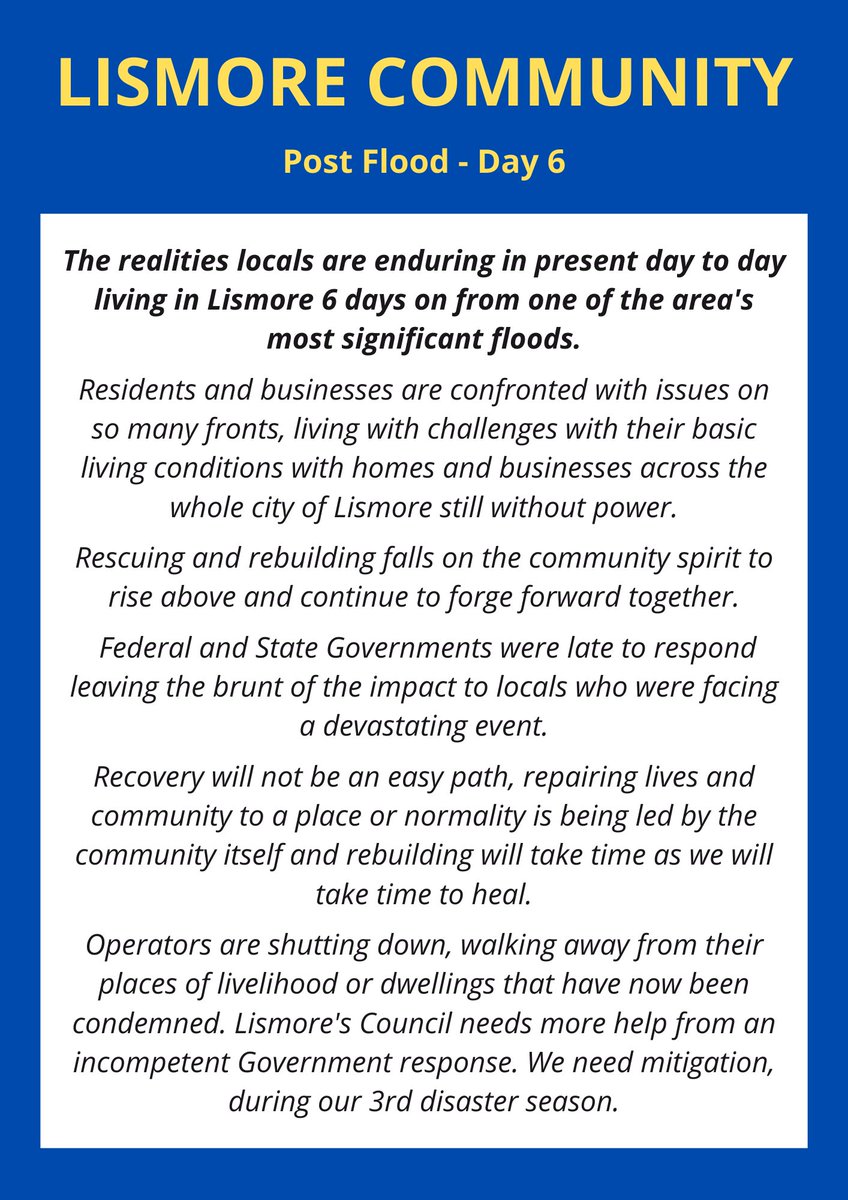 NthCoastMedia's tweet photo. Operators are shutting down walking away from their places of livelihood or dwellings that have now been condemned-Lismore's Council needs more help from an incompetent Government response-We need mitigation, during our 3rd disaster season #Lismore #LismoreFloods @ScottMorrisonMP https://t.co/uAr1Hvm6lq