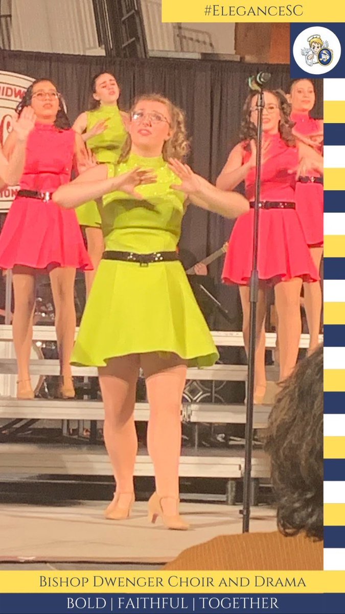 BDchoirdrama's tweet photo. We were a little excited at the news! First, @BishopDwengerHS’ #EleganceSC was named Grand Champions of the unisex division at @theBLminstrels 48th Annual Midwest Show Choir Invitational and Alyssa Goffer was recognized as their dynamic performer! #WeAreBD #BoldFaithfulTogether https://t.co/XyTONsDor4