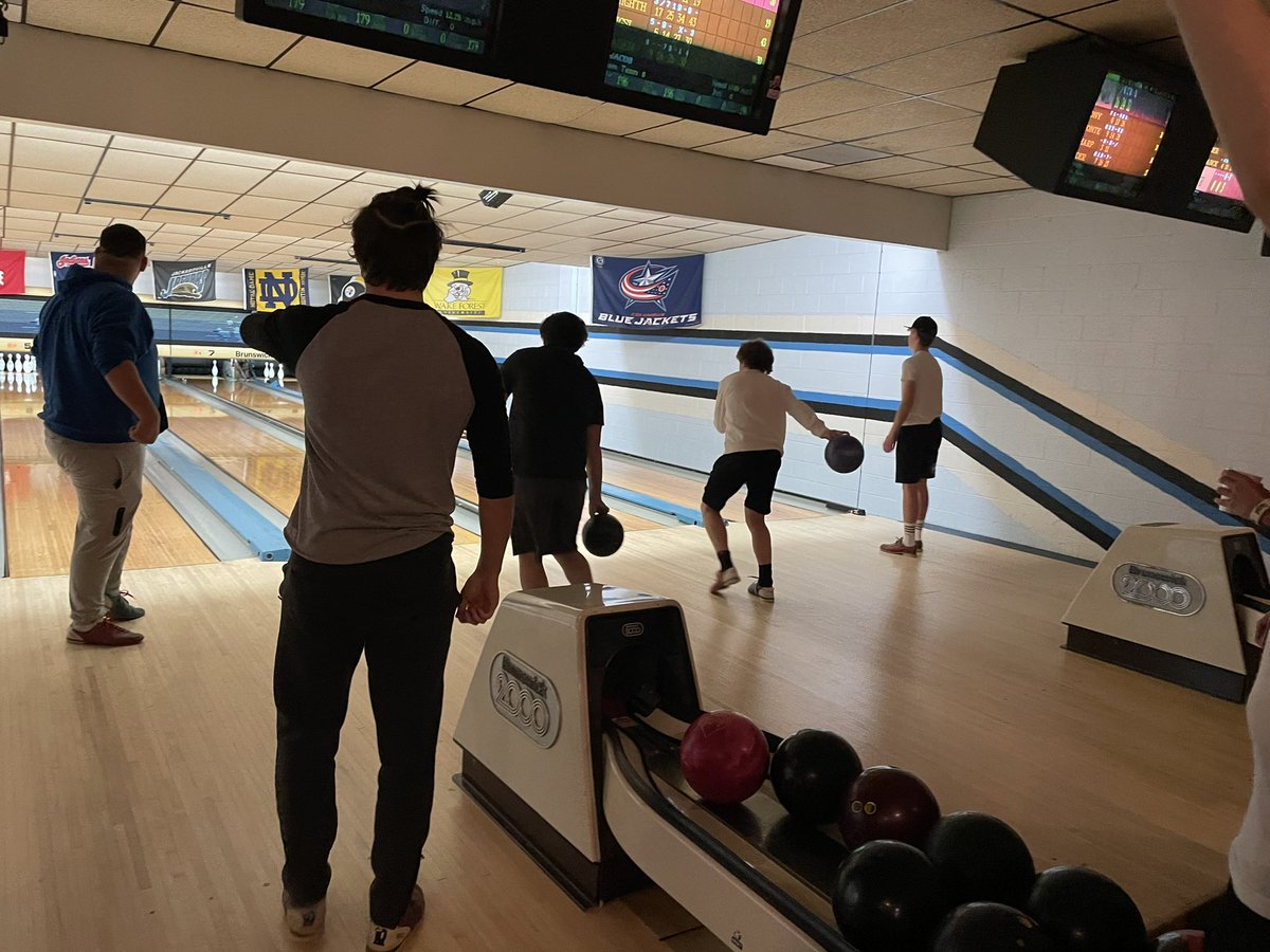 The football team and coaches had some fun bowling this evening!! #family