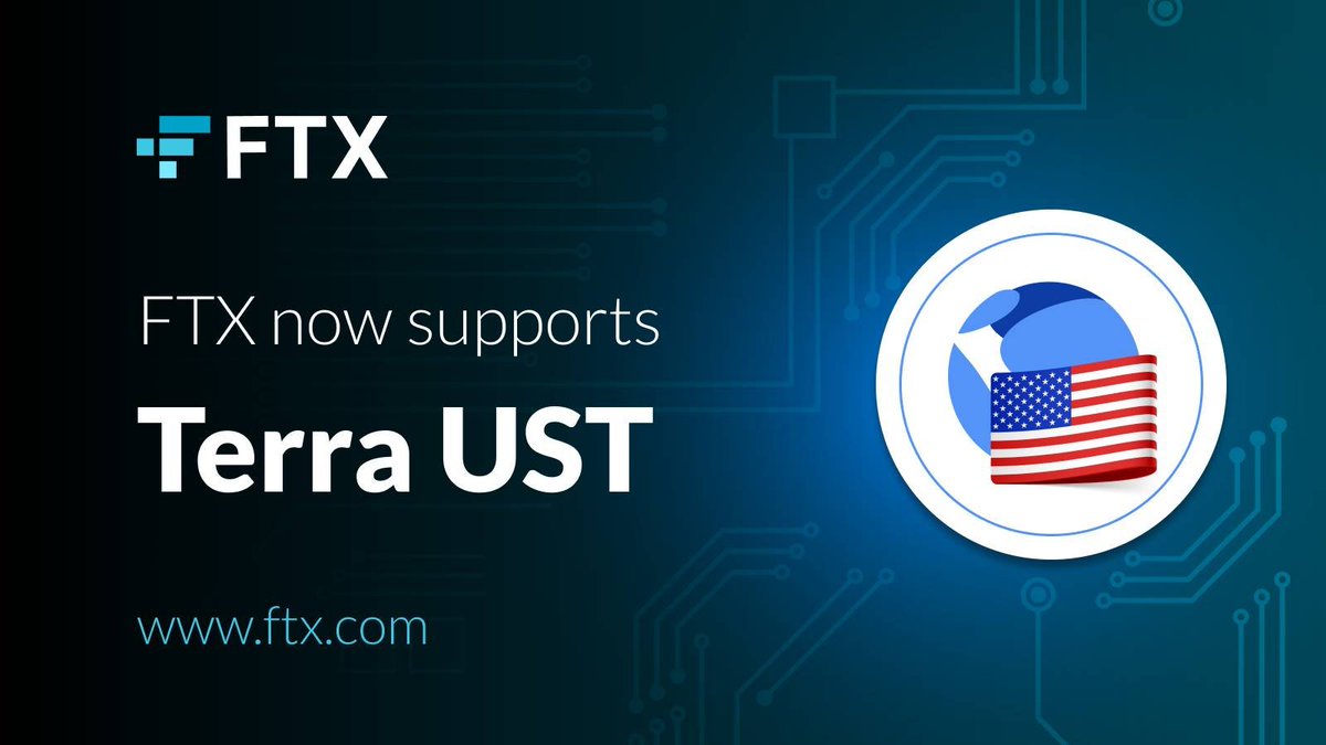 FTX now supports native Terra UST!
<a href="/terra_money/">Terra 🌍 Powered by LUNA 🌕</a> #Terra $UST