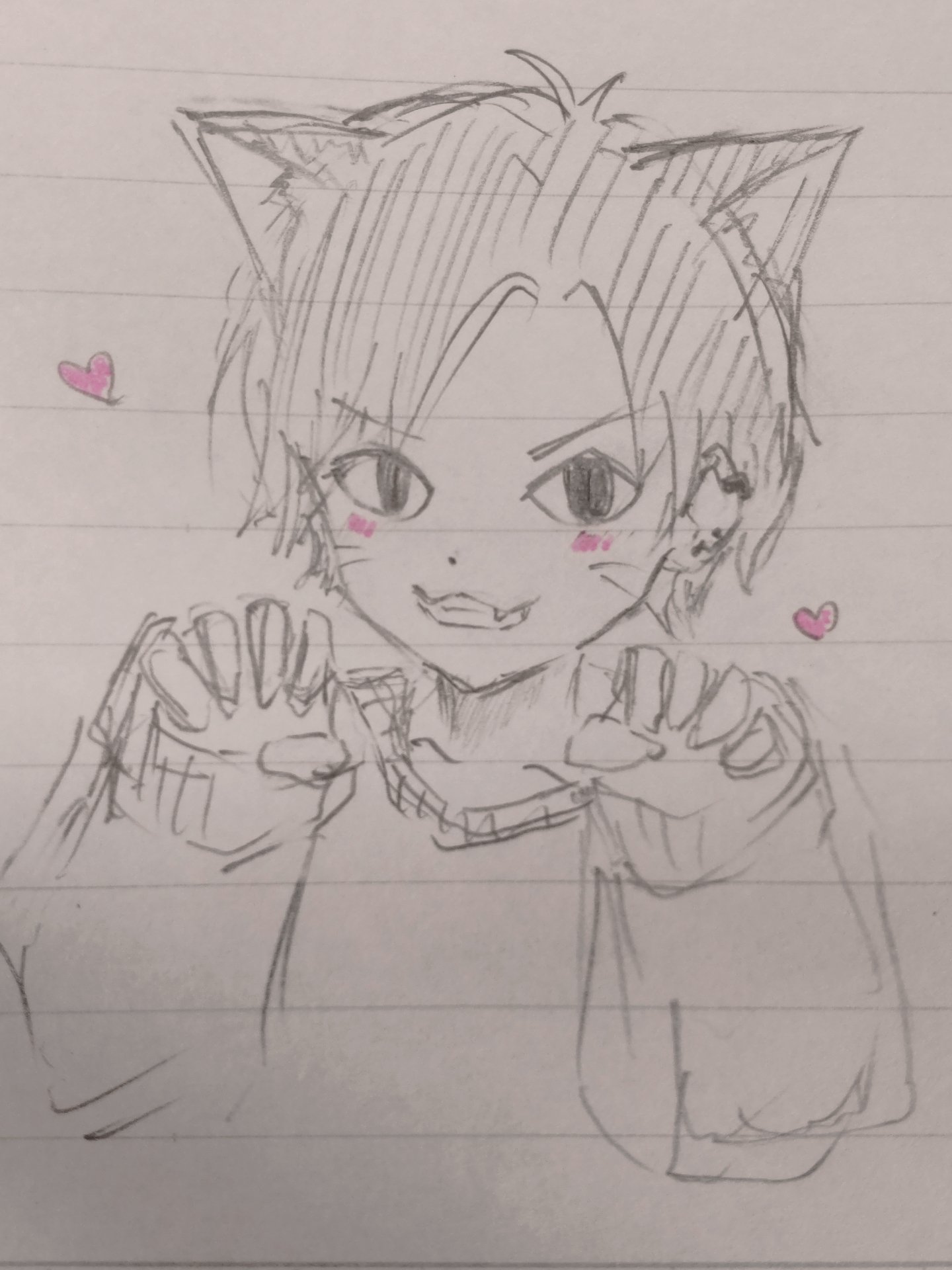 手描きアナログイラスト(猫耳カチューシャ) 手描きアナログイラスト(猫耳カチューシャ) 可愛い猫耳女の子のAIイラスト