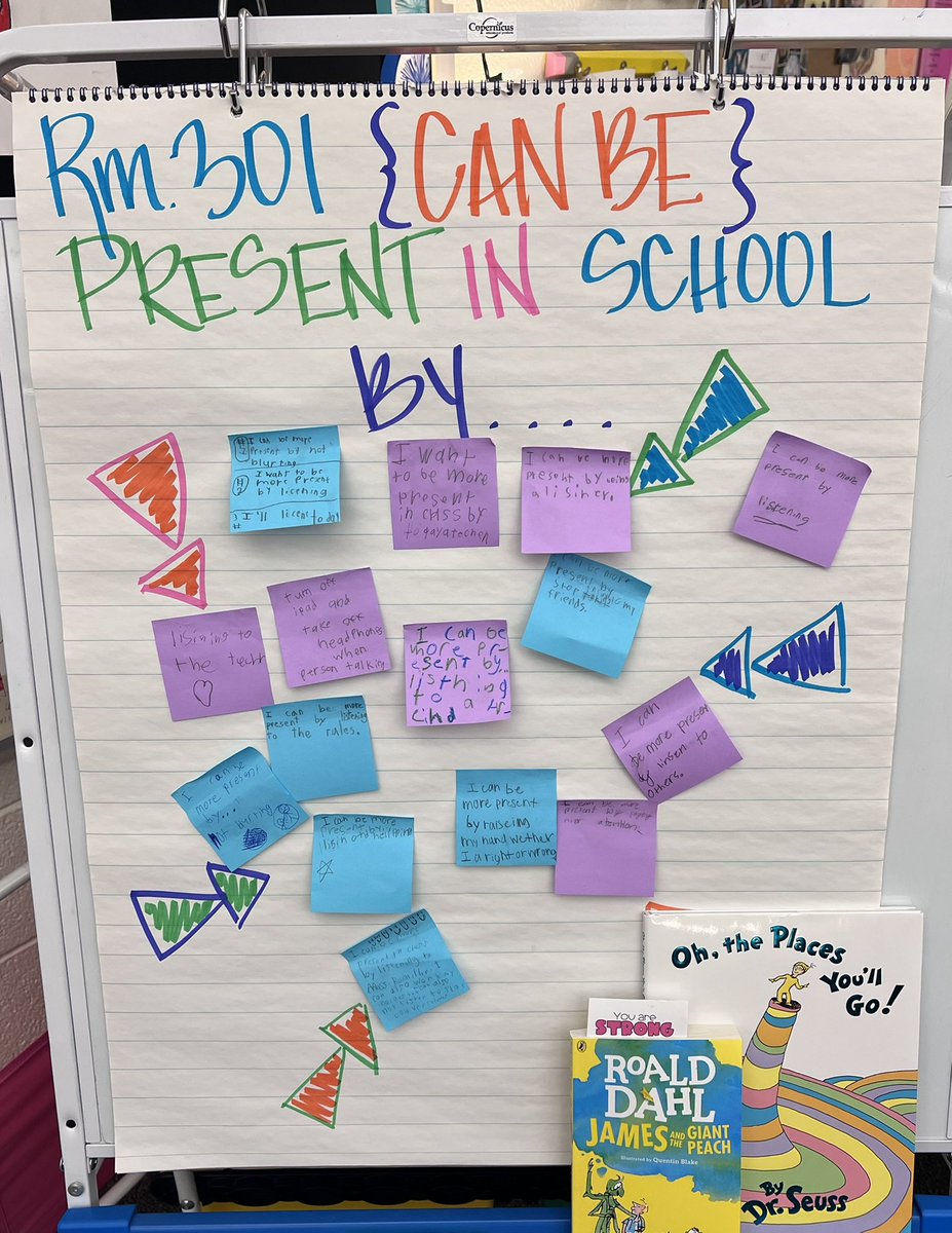 This week students read a book called #BeingPresent and we talked about how and what we could do to be more present in school and in the classroom to help us to be more focused and actively engaged in our school work! #ONEbookONEschool @sandoztigers @MillardPS @MPSElemEd