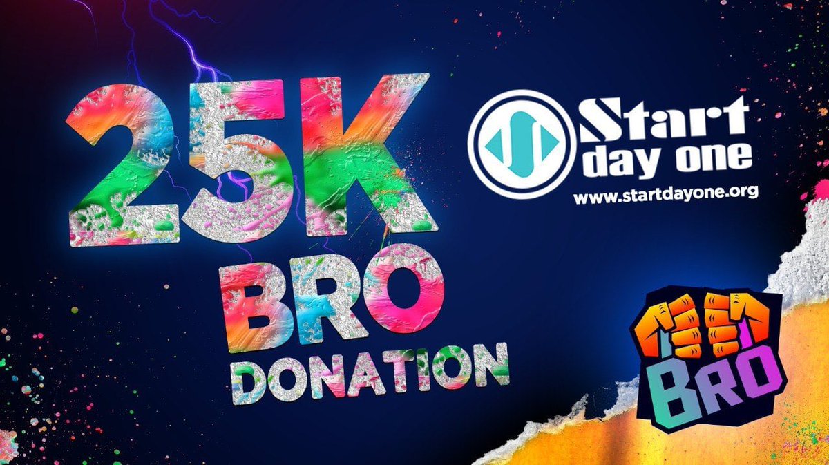 brotoken_'s tweet image. $BRO just donated $25,000 to charity! We are proud to donate to @startdayoneorg 

$BRO doing good for BROs #beBRO