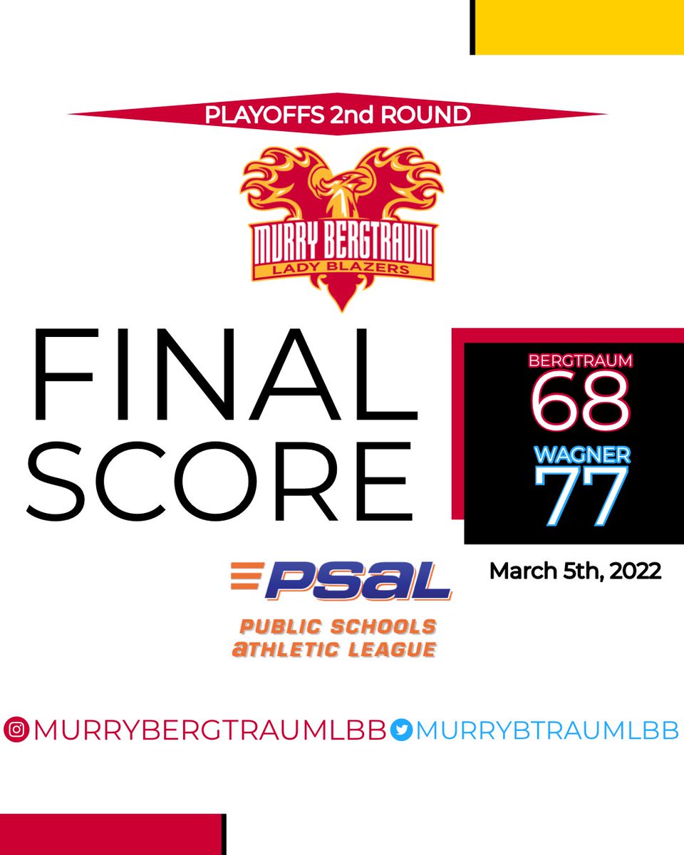 Thanks for supporting our Lady Blazers through our journey this season. We came up short but were able to learn a lot. We look forward to what’s ahead. 🔴🖤🟡

<a href="/CoachJNoel/">J. Noel</a> <a href="/NYGHoops/">NYGHoops</a> 

#nike #nikeelitehs #murrybergtraum #psal #nyc #family