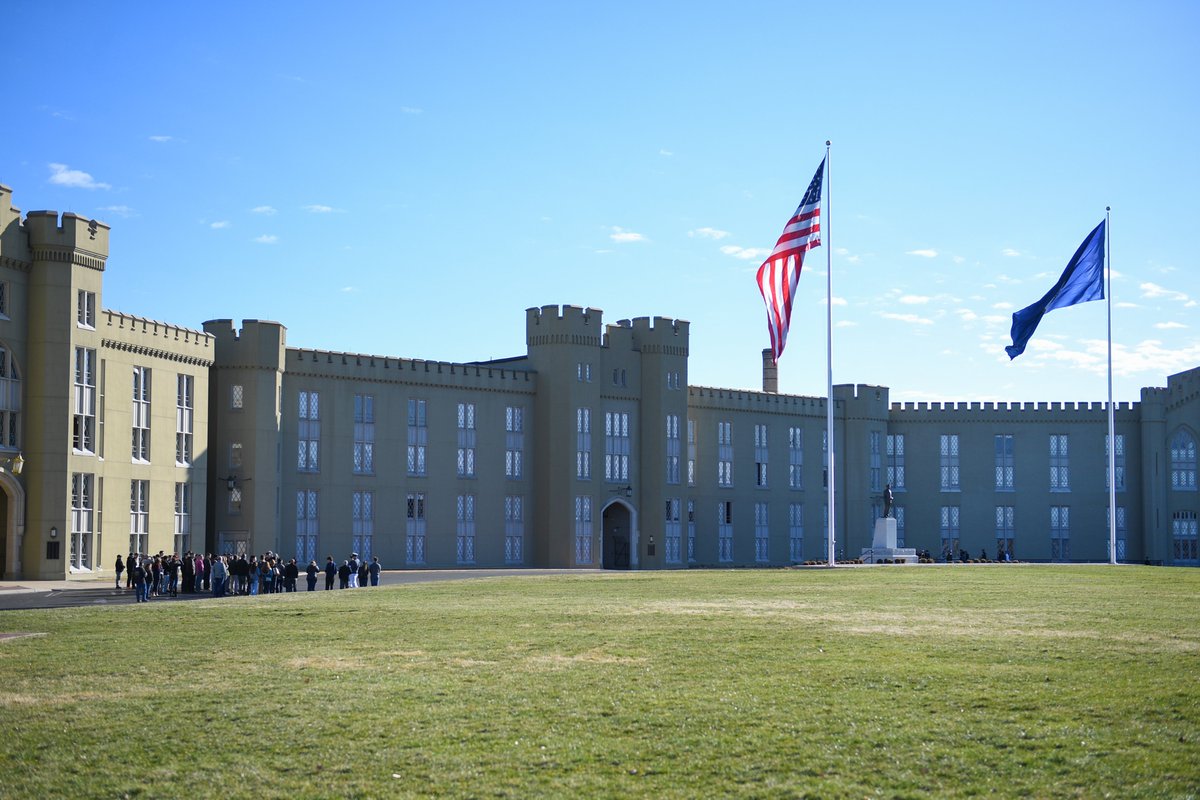VMI1839's tweet photo. As part of the event, held several times each semester, participants learned about the VMI experience through speaking with cadets, faculty, and staff, touring post, staying overnight in barracks, and watching the Corps of Cadets march in a parade.
#RahVaMil #BigFlagDay https://t.co/Dpn01aXrVw